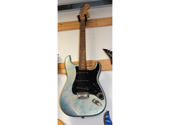 Fender Squire Strat Custom Blue Sparkle Paint 6 String Electric Guitar