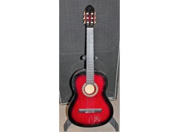 Unbranded Autographed Maroon/Red Acoustic 6 String Guitar
