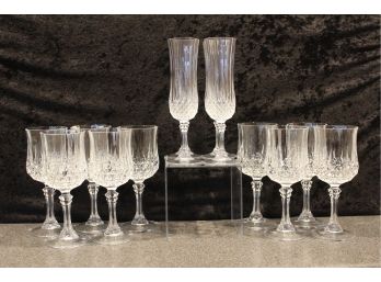 Beautiful Crystal Diamond Point Stemware Wine & Champagne Glasses