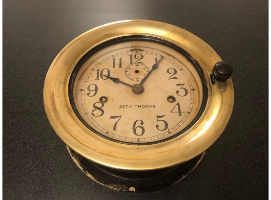 Vintage Seth Thomas Ship's Porthole Clock With Brass Trim