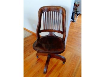 Vintage Swivel Oak Wood Desk Chair