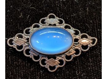 Sterling Silver Moonstone Pin, Early/Mid 20th Century