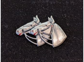 Hand Painted Sterling Silver Horse Pin