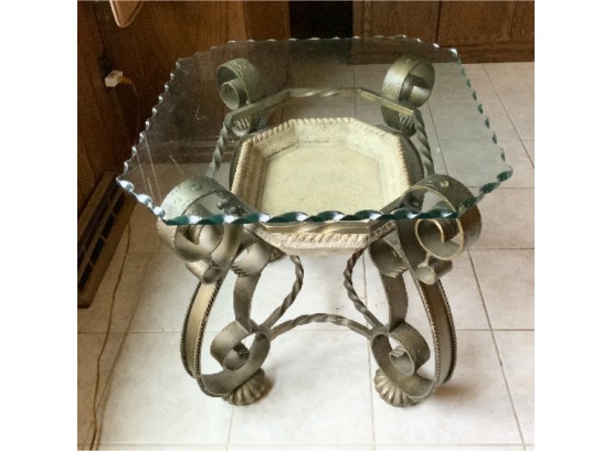 Glass Top Side Table ~ Heavy ~  High Quality