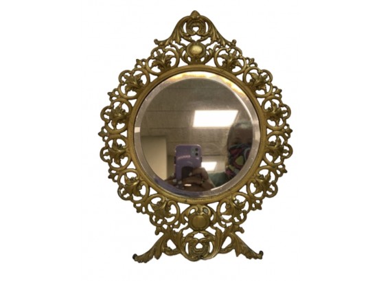 Antique Filigree Tabletop Mirror
