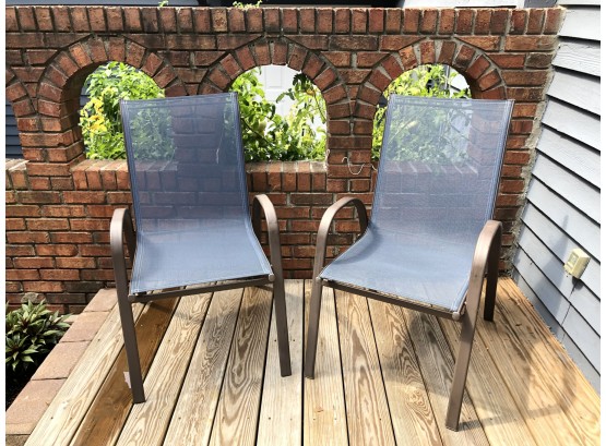 Two Blue Patio Armchairs