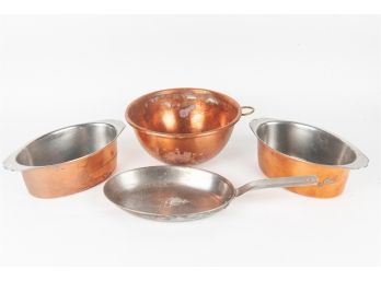 Collection Of Copper Plated Vintage Cookware