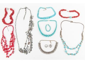 Red Coral & Turquoise Necklace Collection