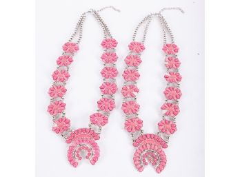 Pair Of Pink Statement Necklaces