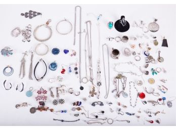 Extensive Collection Of Small Silver Tone Jewelry Items