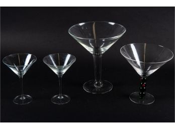 Four Assorted Martini Glasses