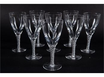 Set Of Eight Spiral Stem Wine Glasses
