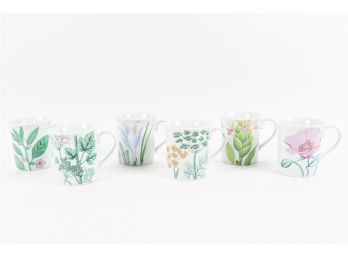 Set Of Six Horchow Naturalist Design Coffee Mugs