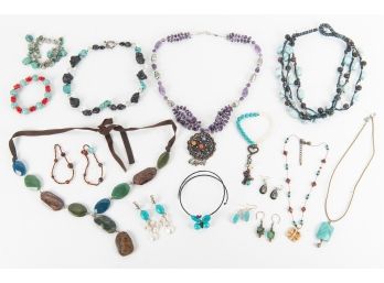 Gemstone Jewelry Collection, Including Turquoise & Purple Quartz
