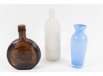 Trio Of Vintage Glass Bottles, Including LBJ Great Society Commemorative Bottle
