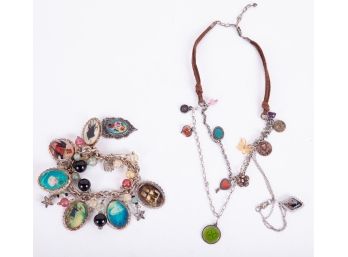 Unique Charm Bracelet & Necklace Set
