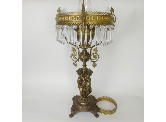 Beautiful Victorian Brass Figural Oil Table Lamp