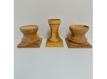 Three Wooden Low Pedestals