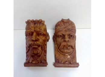 Two Cast Resin Figural Wall Brackets / Shelves
