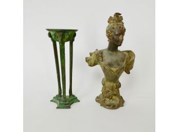 Classical Bust & Rams Head 3 Footed Pedestal