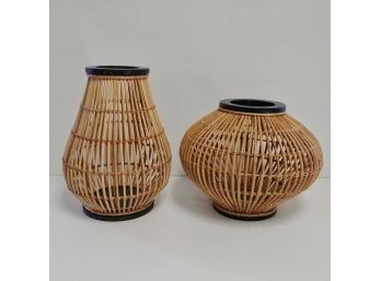 Two Decorator Bamboo Baskets