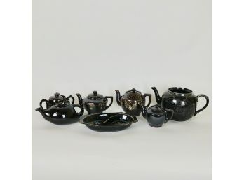 Lot Of Japanese Brown Glazed Tea Pots