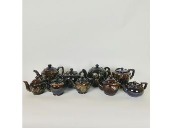 Lot Of Japanese Brown Glazed Teapots (9)