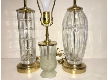 Three Crystal / Glass Table Lamps