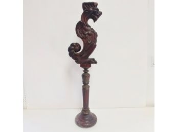 Carved Wood Architectural Griffon On Stand