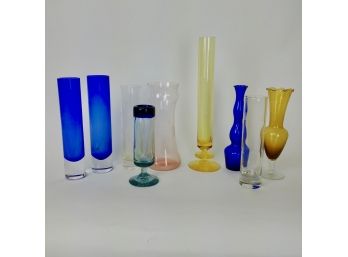 Lot Of Tall, Thin Glass Vases (9)