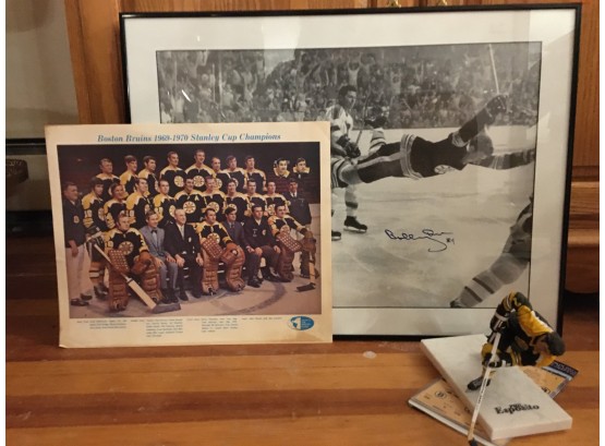 Bruins Memorabilia Including Autographed Iconic Bobby Orr Photo
