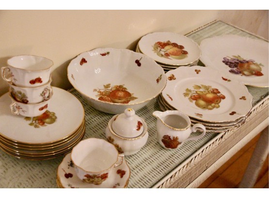 Vintage Fruit-Themed Porcelain Dinnerware