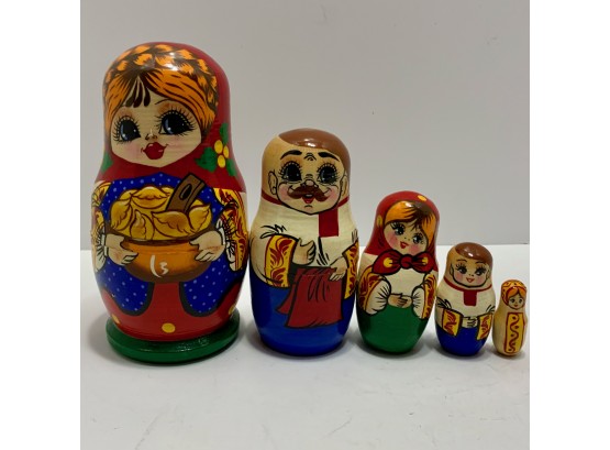 Signed Russian Nesting Doll Family