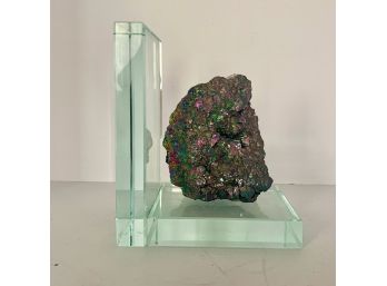 Peacock Ore Bornite Mounted On A Lucite Stand