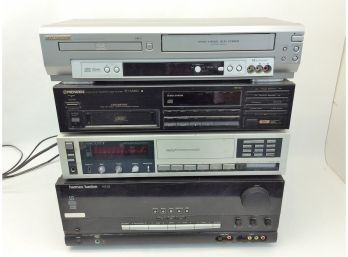 Mixed Lot Of Vintage Broken Electronics Sylavnia DVD/VHS Player Pioneer PD-M450 Harman/Kardon AVR 225 Scott