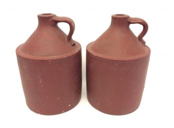 Antique Painted Red Salt Glaze Crocks Bottles Pots