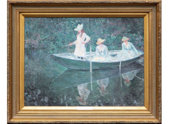 Claude Monet Giclee On Canvas Titled 'Boat At Giverny'