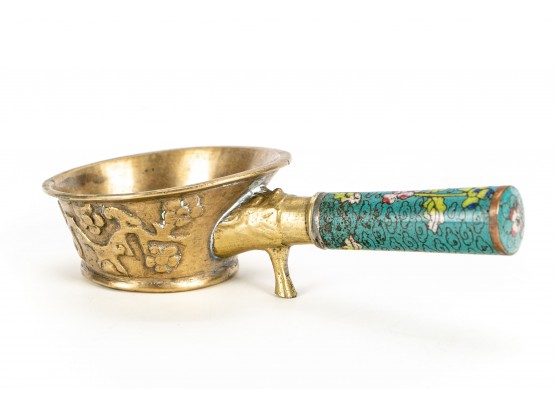 Brass Rice/Coal Scoop With Cloisonné Handle