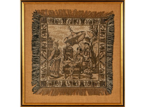 Framed 1920's Asian Figural Tapestry