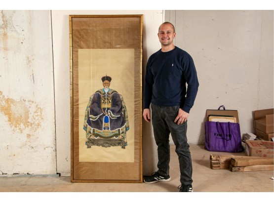 A Large Ancestral Portrait Of A Chinese Elder
