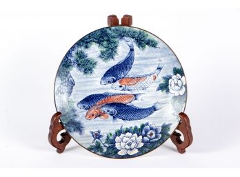 Large Asian Charger Plate With Coi And Display Stand