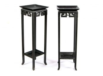 Pair Of Black Paint Decorated Fern Stands By Bombay Company