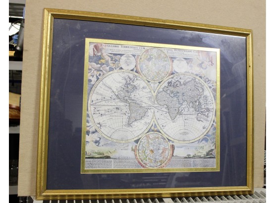 Framed Matted World Map Reproduction