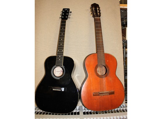 Two Vintage Acoustic Guitars - Jay Jr & Domino - Good For Restore/Upcycle Project