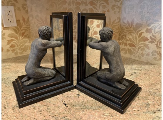 Pair Figural & Mirrored Back Bookends