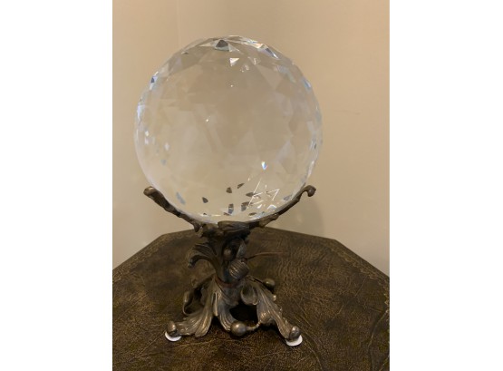 Leaded Glass Faceted Sphere On Metal Base By Castilion Imports