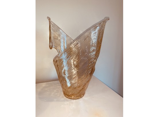 Unique Caramel Colored Swirled Glass Vase