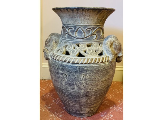 Tall Decorative Ceramic Vase With Elephant Head Handles