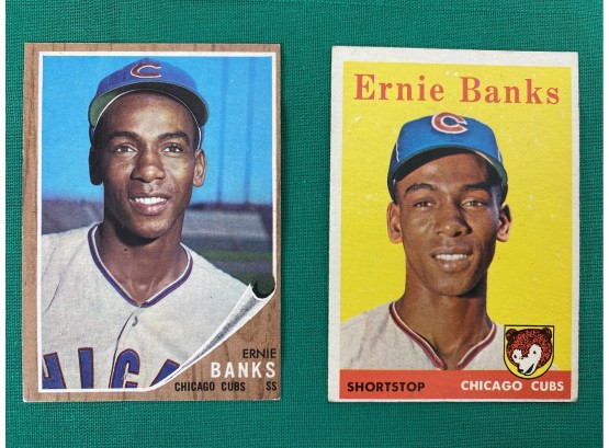 Ernie Banks 1958 And 1962 Topps Baseball Cards