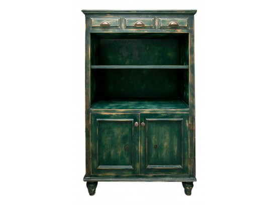 Forest Green Painted Wood Storage Cabinet